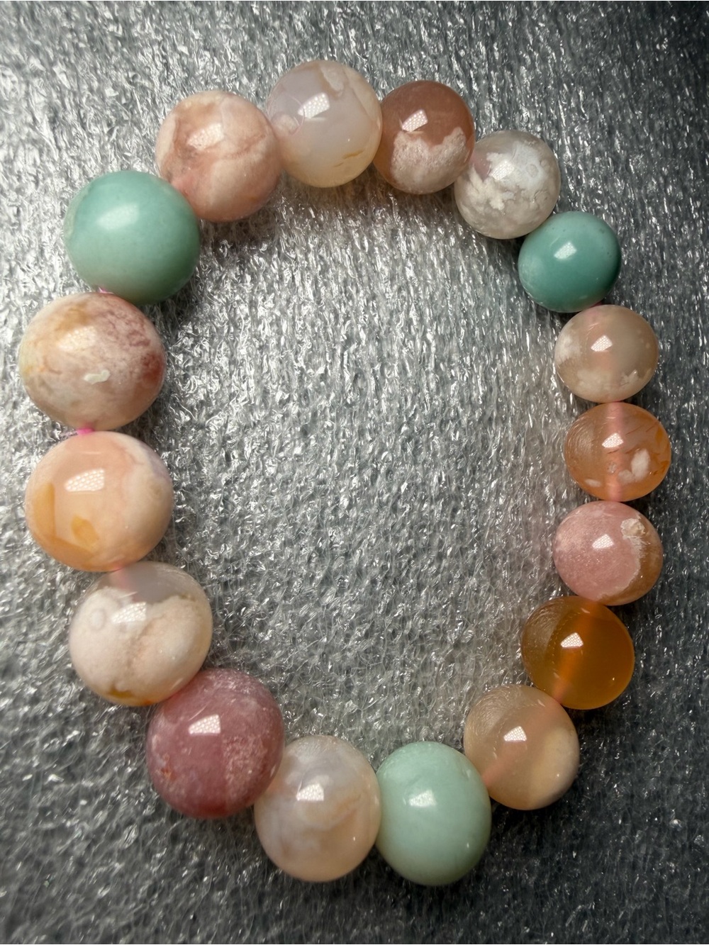 Gorgeous High Quality Green Flower Sakura Agate Natural Crystal Bracelet